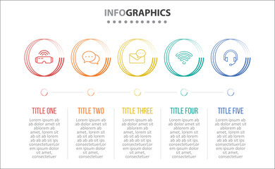 Vector Infographic design with icons and 5 options or steps. process diagram, flow chart, info graph, Infographics for business concept, presentations banner, workflow layout.
