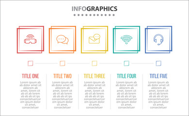 Vector Infographic design with icons and 5 options or steps. process diagram, flow chart, info graph, Infographics for business concept, presentations banner, workflow layout.