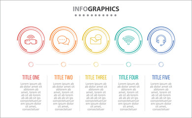 Vector Infographic design with icons and 5 options or steps. process diagram, flow chart, info graph, Infographics for business concept, presentations banner, workflow layout.