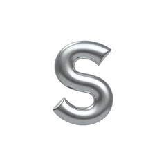 Naklejka premium Shiny silver letter s balloon isolated on white background