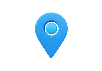 Isolated 3D Render of a Blue Map Pin with Central Dot, Representing Exact Location