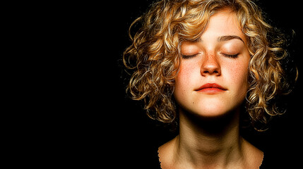 Color portrait of a girl on a dark background.