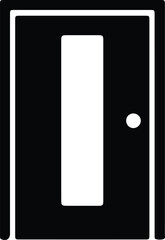Illustrator Vector Door with glass window black and white silhouette