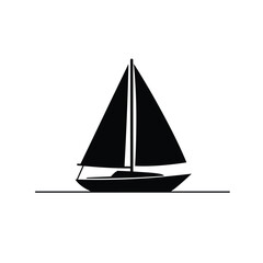 Black sailboat on white background water