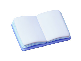 Open 3D book with empty pages. Can be used as mockup template for design projects. Symbol of education reading study and knowledge. Vector illustration. 