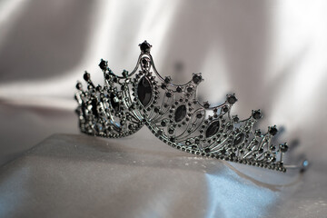 Gothic black crown, majestic jewellery.