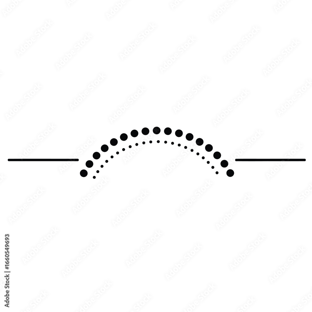 Poster black dots forming arc and lines simple
