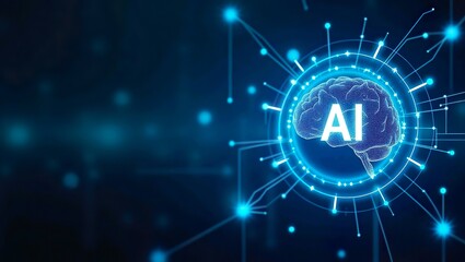AI Brainwave Circuit background with copy space