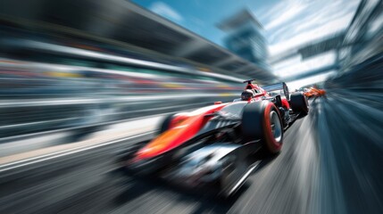 Elegant photo of racing car at high speed. Racer on a racing car passes the track. Motor sports competitive team racing. Motion blur background. digital art.
