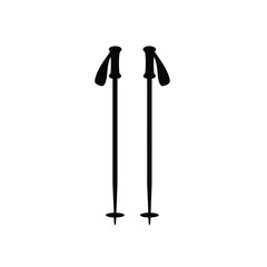 Black ski poles with grips and baskets white winter