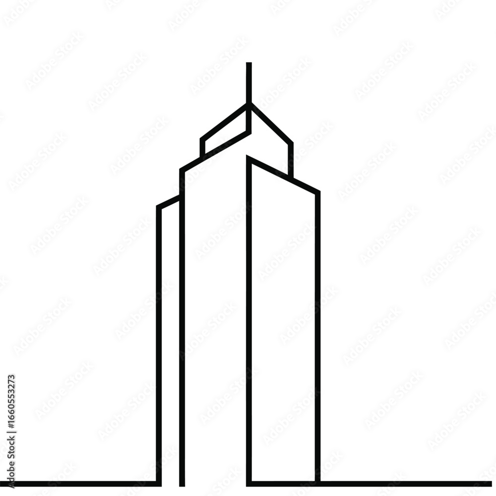 Poster tall building abstract line art architecture skyscraper