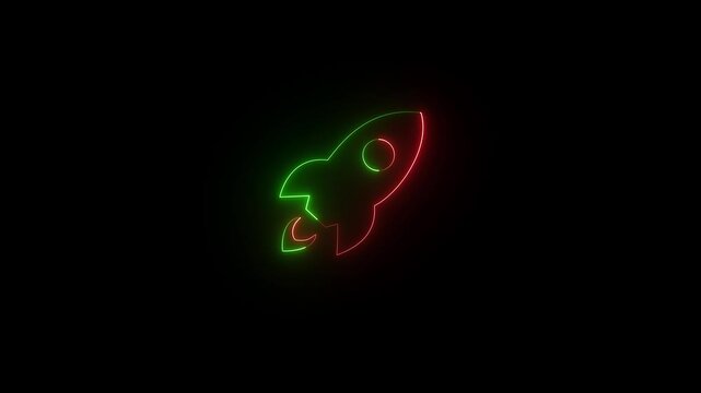 shuttle red and green color rocket animated icon alpha channel motion graphic video design 4k motion