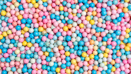 A bright background filled with a dense layer of colorful, cylindrical candy sprinkles.