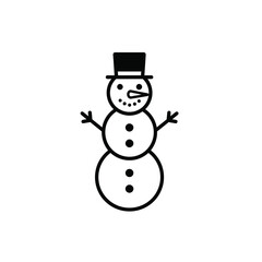 Black snowman with hat and stick arms winter character