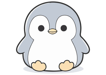 Obraz premium Cute cartoon penguin character illustration with a happy expression on white background