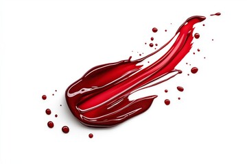 A glossy, thick red swatch of vibrant cosmetic product.