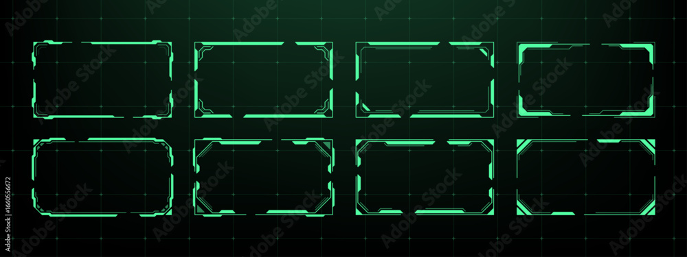 Fototapete fututistic hud frames set. cyber user interface border. digital game display elements. sci fi techno