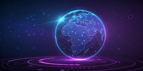 Digital fingerprint hologram on futuristic platform