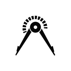 Black compass drawing tool with radial markings geometry