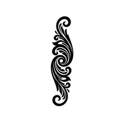 Black ornate floral scrollwork design vector