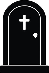 Obraz premium Illustrator Vector Tombstone simple design with cross isolated silhouette