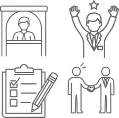 Celebrate business achievements, finalize deals, and track progress with these modern icons.