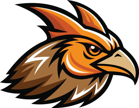 Bold outline ruffed grouse head mascot logo vector graphic illustration vector
