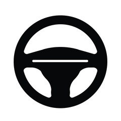 Black steering wheel icon vector
