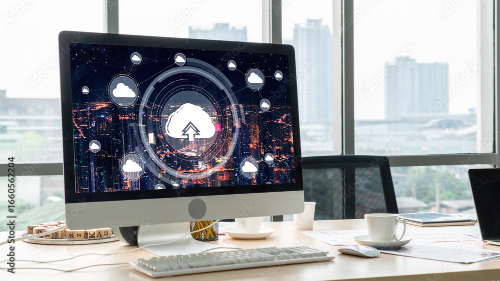 Poster cloud computing software for modish remote work and personal data storage