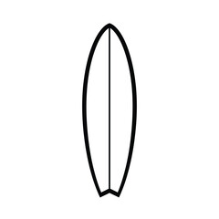 Black surfboard outline on white water sport