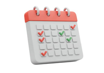 Isolated Calendar with Green and Red Checkmarks for Task Completion