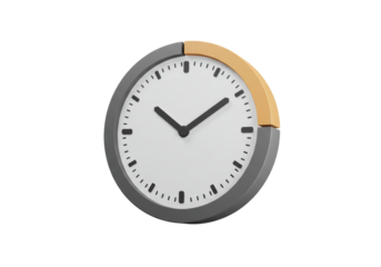Isolated Simple Clock Face with Elapsed Time Indicator for Time Management