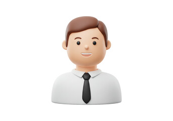 Isolated 3D Character Avatar of a Smiling Businessman in a White Shirt