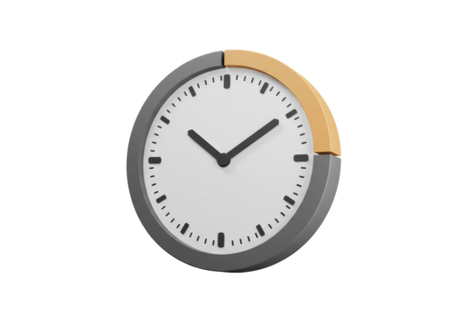 Isolated Simple Clock Face with Elapsed Time Indicator for Time Management