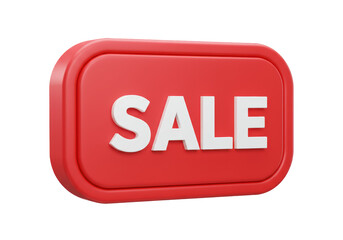 Isolated 3D Red 'Sale' Button for E-commerce Promotions and Discounts
