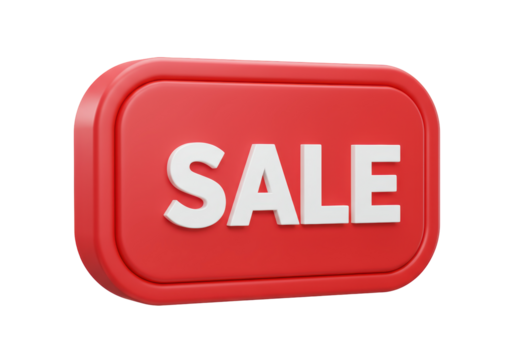 Isolated 3D Red 'Sale' Button for E-commerce Promotions and Discounts