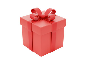 Isolated Elegant Red Gift Box with a Perfectly Tied Ribbon Bow