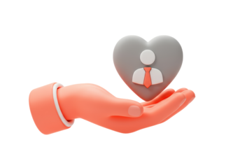 Isolated Concept of Customer Care and Employee Appreciation with Hand Holding Heart