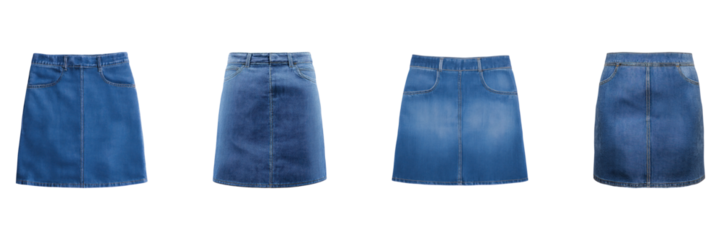 Denim Skirt Fashion Set. Casual Wear And Style Collection Isolated On Transparent Background
