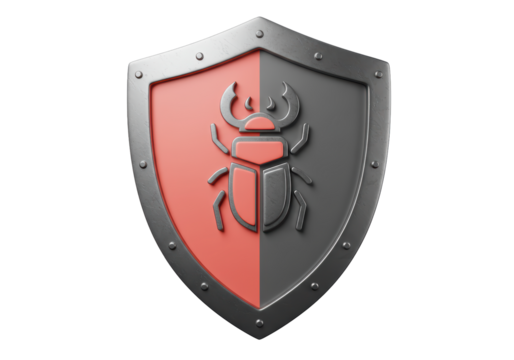 Isolated Antivirus and Malware Protection Shield with Bug Icon