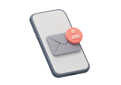 Isolated Smartphone with Contact Message Notification for Digital Communication - Powered by Adobe