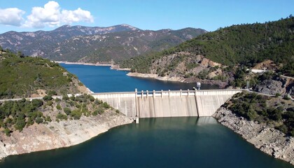 Mountain dam with reservoir