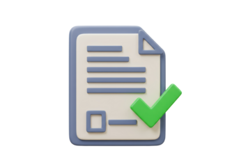 Isolated 3D Render of a Document with a Green Checkmark, Representing Approval