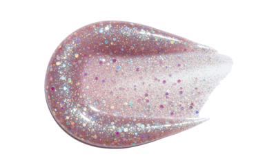 Glitter lip gloss cosmetic smear or makeup swatch