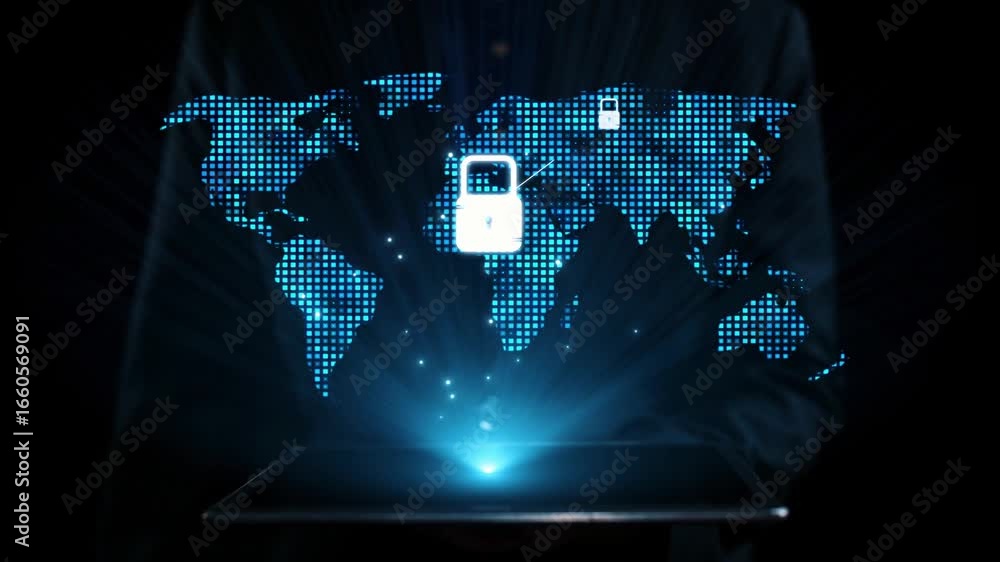 Poster cyber security protection and cyber security strategies against cyber threats, system hacks, digital