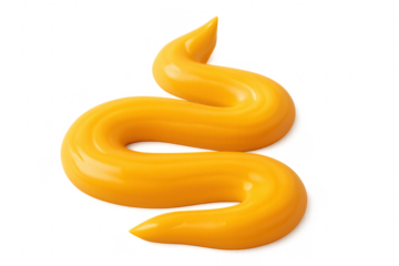 Wavy line of mustard, american cheese or other yellow sauce on transparent background
