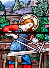 Jesus working in the workshop