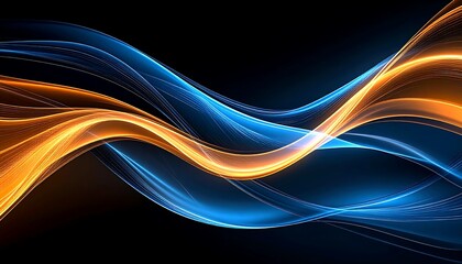 Naklejka premium Abstract Waves with Blue Orange Glow. (1)