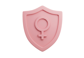 Isolated 3D Render of a Pink Shield with Female Gender Symbol, Representing Women's Protection