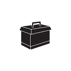 Simple Vector Illustration of a Toolbox.A solid black silhouette of a toolbox with a handle.